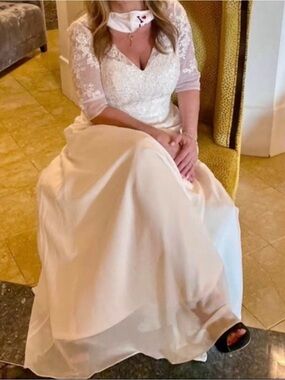 high neck long dress for women Asymmetrical High-Neck Long Maxi Dress – Ivory S / Ivory main image 1